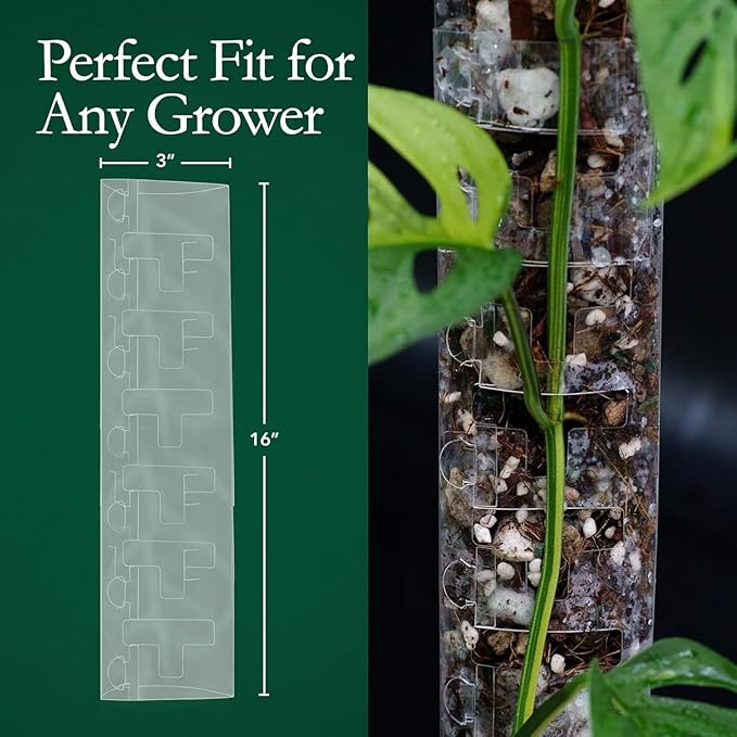 THICCLY V3 GrowPole Medium 10 Pcs - Front Opening Plastic Moss Poles for Climbing Plants, D-shaped moss pole for Monstera Plant Support Plant Climbing Pole, Plastic Plant Pole Support for Philodendron