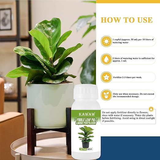 10oz Fiddle Leaf Fig Fertilizer Liquid - Organic Microbial Probiotic Plant Food for Ficus Lyrata - Promotes Roots & Greener Leaves