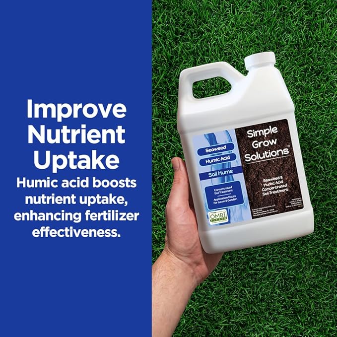 Super Seaweed Humic Fulvic Acid Blend- Liquid Carbon - Soil Hume - Simple Grow Solutions- Natural Lawn & Garden Concentrated Treatment- Increase Nutrient Uptake (64 Ounce)