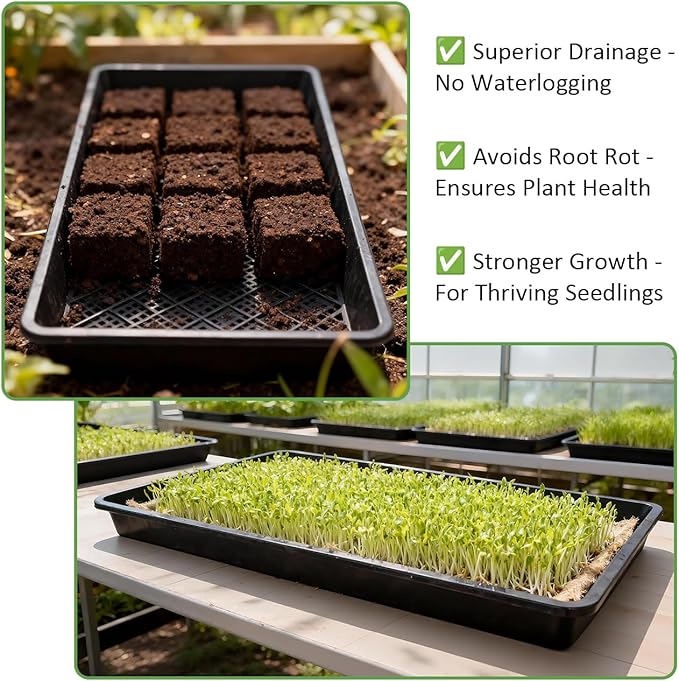 10 Pack 1020 Mesh Trays, Extra Strength 1020 Mesh Bottom Trays with Holes, 20'' x 10'', Heavy Duty Propagation Flats for Microgreens, Seed Starting, Soil Blocks, Hydroponics & Wheatgrass