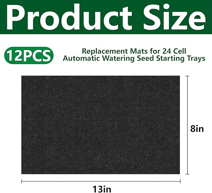 EBaokuup 12 Pcs 24-Cell Replacement Capillary Mats-13 x 8.3 Inches Self Watering Seed Starting Mat-Capillary Mats for Indoor Gardening Greenhouse Plant Seed Starting