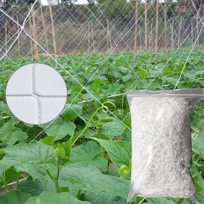 Plant Trellis Netting 5 * 15FT 3.5 Mesh Heavy-Duty Polyester Grow Net, Garden Trellis Netting with Square Mesh for Climbing Plants, Vegetables, Fruits and Flowers