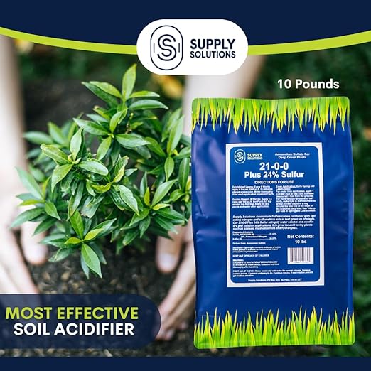 Supply Solutions 21-0-0-24S Ammonium Sulfate for Deep Green Plants - Soil Acidifier for Blueberry Blooms, Azalea and Magnolia Tree Fertilizer - Sulfur for Plants Nitrogen Fertilizer (10 Pounds)
