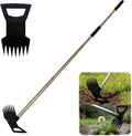 Weed Rake and Garden Hoe,7-Tine Manual Weeder Remover Tool,4-Section Adjustable 2 in 1 Hoe and Rake for Heavy-Duty Root Removal and Weed Clearing in Yards,Lawns,Patios,and Gardens