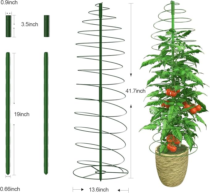 AMAGABELI GARDEN & HOME 3 Pack Tomato Cages for Garden Plant Support 42" Stakes Metal Tower for Climbing Plants Vegetables Potted Plants Tomatoes Pea Bean Cucumber Flowers Outdoor