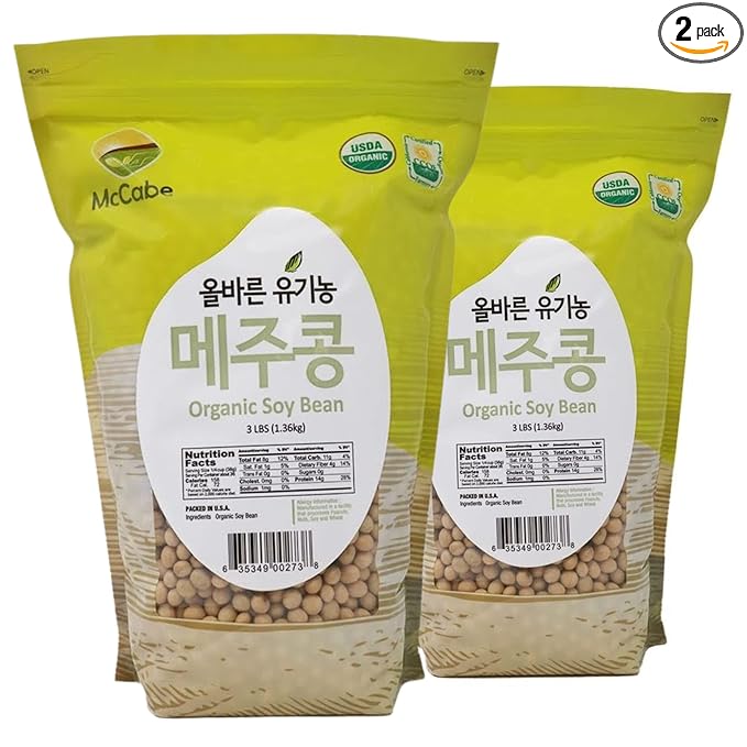 McCabe Organic Soybeans -USDA and CCOF Organic Certified | Product of USA | 3 Lbs (48 oz) Pack of 2