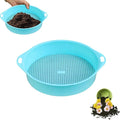 Round Garden Soil Sieve Pan, Gardening Sand Soil Compost Sifter 3mm Tetragonum Hole Soil Sifter Screen Filtering Earth and Stone Tools for Sieve Work of Small Gravel, Soil, Sand(Blue)