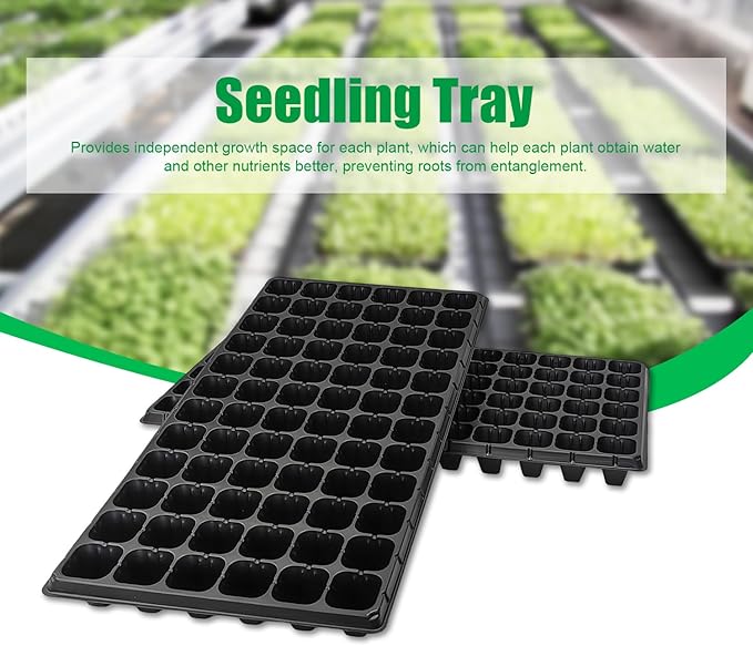 RooTrimmer 72 Cell Seed Trays, Thick Durable 72 Cell Plug Tray Seedling Plastic Nursery Tray for 1020 Flat Germination (10-Pack, 21"×11", 1.81" Height, Low)