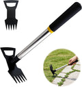 2 in 1 Hand Weed Rake,5-Tine Small Garden Hoe for Weeding,15.7" Weed Hoe with Comfortable Short Handle for Flower Beds,Courtyards,and Narrow Gaps(5-Tooth Short Handle)