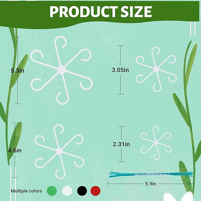 8/16/32PCS Plant Stem Support,4 Sizes Set,Plastic Stems Holder for Indoor Plants, Reusable Stem stabilizer,Keeps Potted Houseplants Growing Straight (32, Clear)