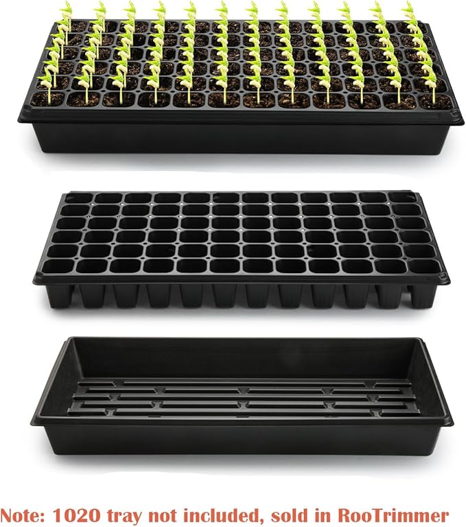 RooTrimmer Deep 72 Cell Seedling Trays, Thick Durable 72 Cell Plug Tray Big Cell Seed Trays for 1020 Flat Trays Germination (10-Pack, 21.25"×11", 2.36" Height, High)