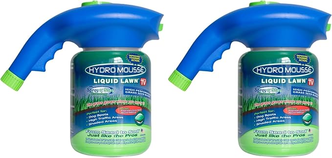 Hydro Mousse Liquid Lawn System – Grass Seed Spray Kit for Spot Repair & Full Lawn Seeding – Easy-to-Use Lawn Patch Solution for All Grass Types (Pack of 2)