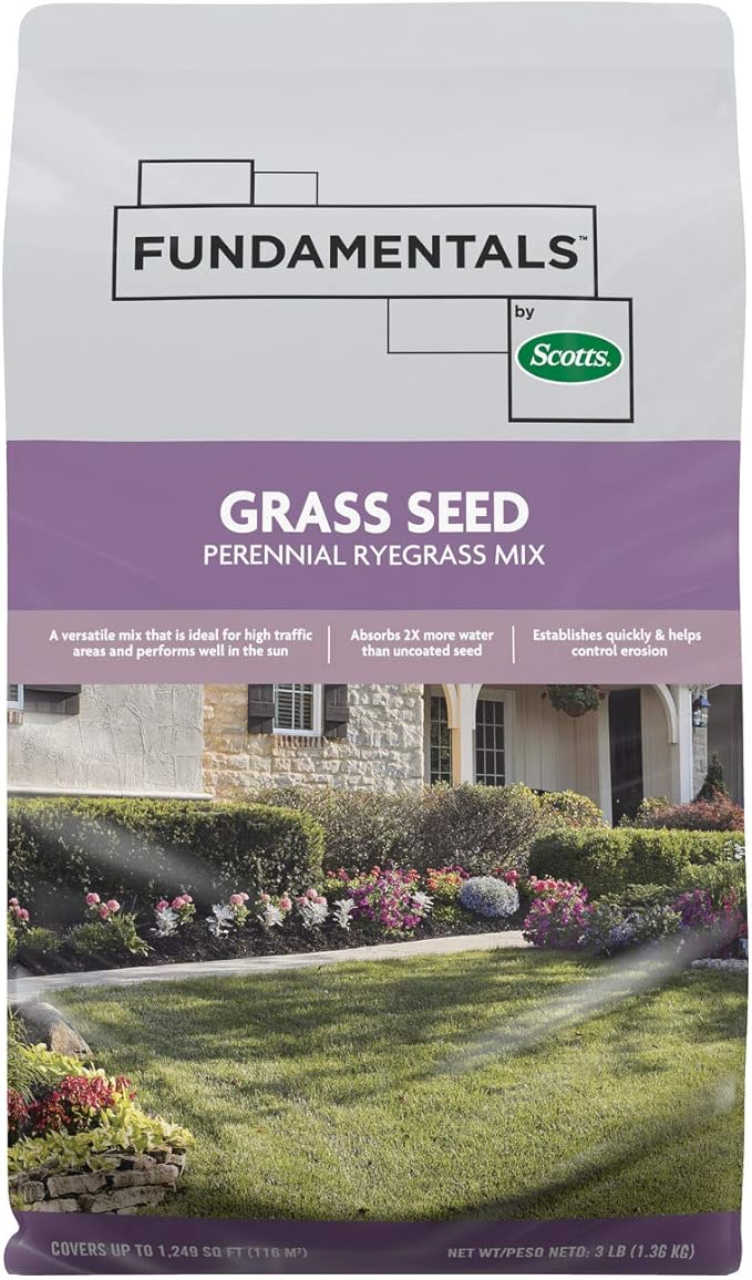 Scotts Grass Seed Perennial Ryegrass Mix, Ideal for Sunny, High Traffic Areas and Erosion Control, 3 lbs.