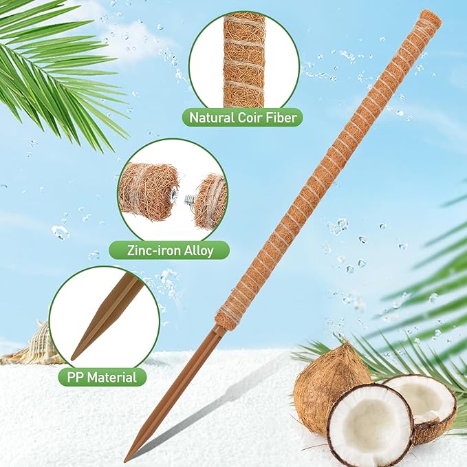 54 Inch Moss Pole, 3 Pack 16 Inch Moss Poles Monstera Plant Support, Moss Poles for Climbing Plants Indoor, Coir Plant Pole Sticks Support Stakes for Potted Plants, Pothos, Philodendron