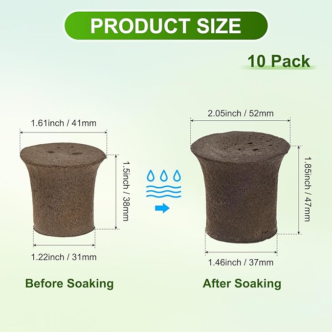 10-Pack Grow Sponges, 2.1x1.5x1.9 Inch Replacement Root Growth Sponges Seed Pods for Plant Rooting/Seed Germination/Hydroponic Gardens System Supplies, Starter Plug for Seeds