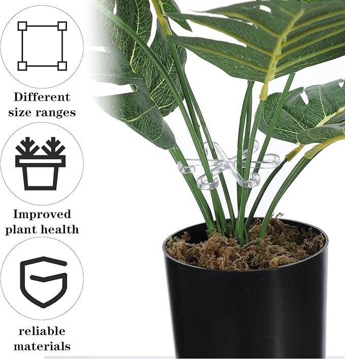 12 Pcs Climbing Houseplant Stem Supports, 4-Size Acrylic Plant Stem Holders Plants Stabilizers Plants Support Rings for Indoor Potted Climbing Frame Monstera(Transparent)