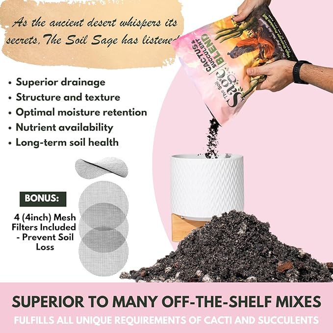 5 Dry Qt Cactus & Succulent Potting Soil Mix, USA Made - Gritty, Fast Draining, Soilless, Root Boosting, Peat-Free - Growth of Cactus, Succulents, Jade, Aloe Vera (5 Qt)
