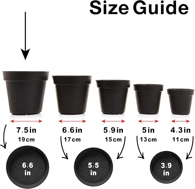 Mintra Home Garden Pots 4pk - Flowers, Herbs, Plants, Indoor, Outdoor, Colorful, Wholesale, Bulk (Light Green, 19cm Diameter (7.5in))