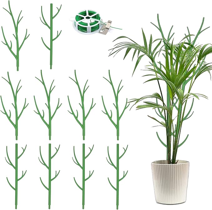 Orgrimmar 10 Pack Monstera Plant Support Stakes Adjustable Length with Green Ties for Indoor Outdoor Climbing Plants