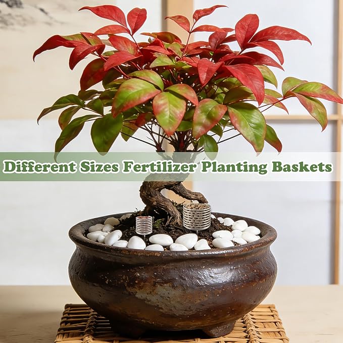 YBB 50 Pcs Stainless Steel Bonsai Fertilizer Baskets, 2 Size Cylindrical Bonsai Fertilizer Box Container Planting Nutrition Cups for Succulent, Orchid, Potted Plants