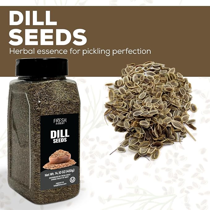 Fresh Finest Culinary Dill Seed, Whole Dill Seed for Pickling, Dressings, Entrees, Salads, Cooking & Baking, Kosher, Non GMO, 14.10oz (400g)