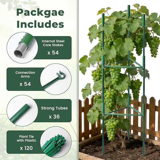6 Pack Tomato Cages for Garden, Up to 48in Adjustable Tomato Cage, Tomato Stakes Plant Cage for Garden Plant Support, Climbing Vegetables Plants Flowers