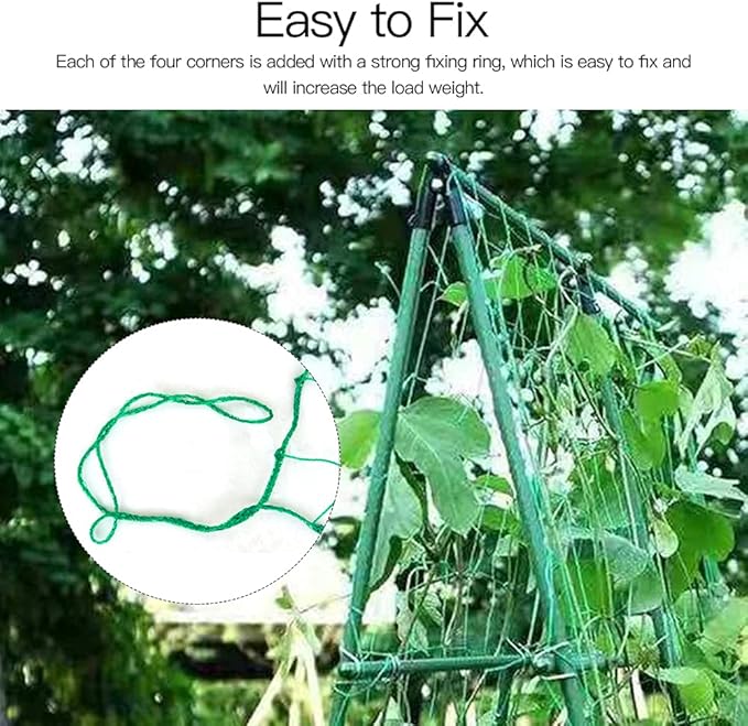 Trellis Netting, PDGROW Climbing Plant Support Net Garden Pea Bean Neting, Heavy-Duty PE Trellis Net for Cucumber, Tomato, Vegetables, Fruits, Sweet Pea Plants (6.6' x 8.2'Ft)