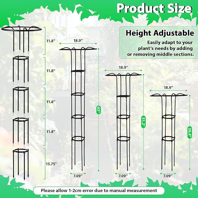 2 Pcs 63 Inch Garden Obelisk Trellis for Climbing Plants Outdoor, Mushroom Top Flower Trellis Rustproof Metal Tomato Trellises for Potted Plants Rose Climbing Vine Tomato Cucumber Grape