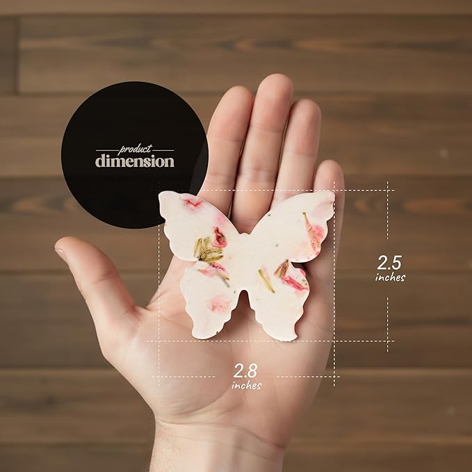 Set of 12 Pink Butterfly Seed Paper – Writable & Plantable Wildflower with Envelopes & Planting Guides, Gift for Moms or Plant Lovers for Mother’s Day, Party Favors for Weddings & Showers