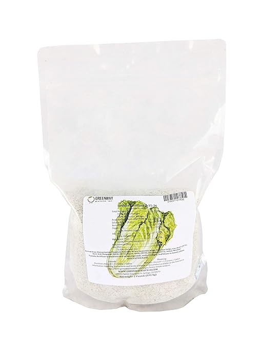 Greenway Biotech, Inc. Lettuce Fertilizer Powder 8-15-36 Plus Trace Minerals and 100% Water Soluble Includes Essential Chelated Micronutrients for Healthy Plants (2 Pounds)