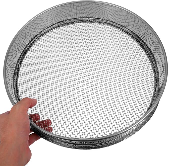Yardwe Soil Sifter Stainless Steel Mesh Garden Sieve for Potting Soil Compost Rock Screening and Bonsai Preparation 2Mm Mesh