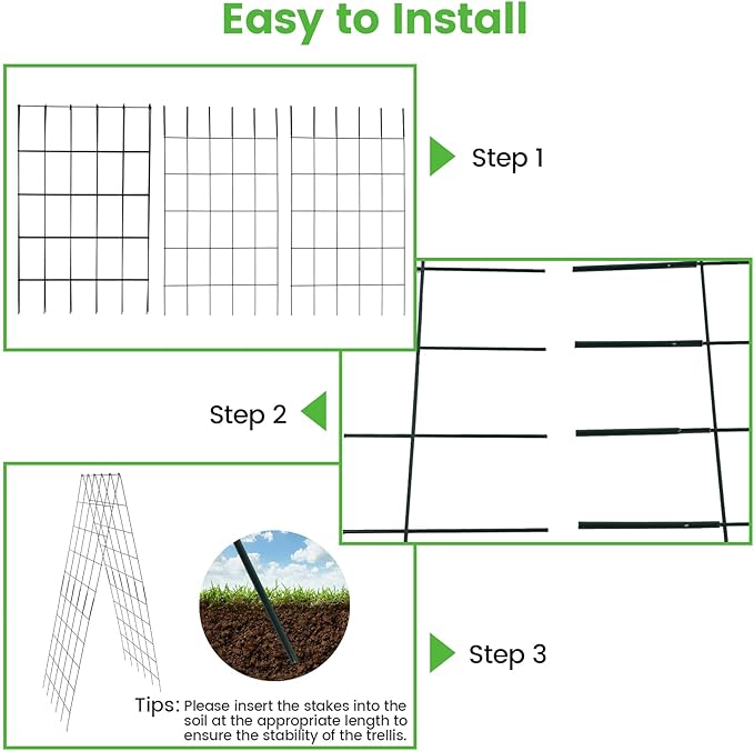 Foldable Cucumber Trellis 64" H x 20" W, A-Frame Garden Trellis for Raised Bed, Outdoor Climbing Plant Support with Twist Ties & Plant Bags for Climbing Plants Outdoor