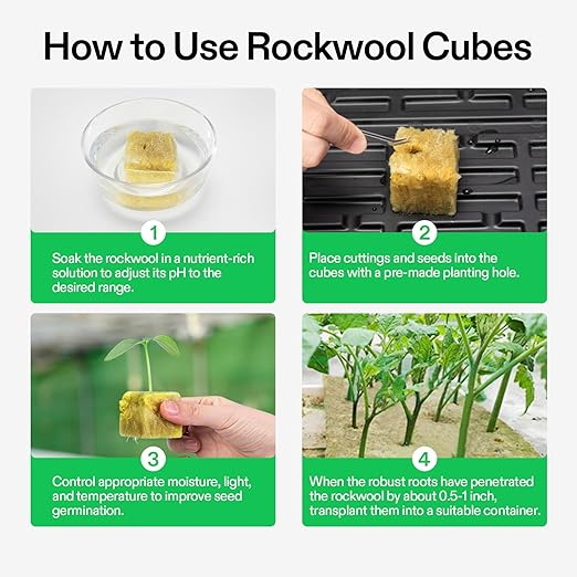 VIVOSUN 1.6" Rockwool Cubes, 28 Plugs Stonewool Starter Grow Cubes for Cuttings, Cloning, Plant Propagation, Seed Starting, Hydroponic Grow Media for Vigorous Plant Growth, 1 Sheets of 28 Plugs