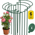 AMAGABELI GARDEN & HOME 6 Pack Plant Support Stakes 10" W x 24" H Heavy Duty Half Round Peony Cage Metal Garden Support Structures Plant Cage with Ties for Indoor Flower Tomato Hydrangea Monstera