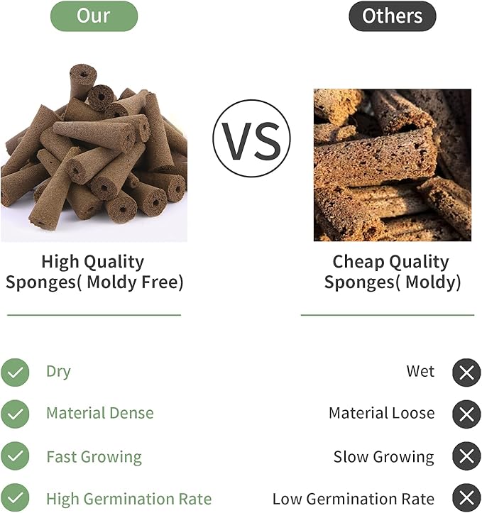 TISOHUGO 150 Pack Grow Sponges, Seed Pods Replacement Root Growth Sponges Compatible with AeroGarden, Moldy-Free, Kit with 10 Pod Labels for Hydroponic Indoor Garden System