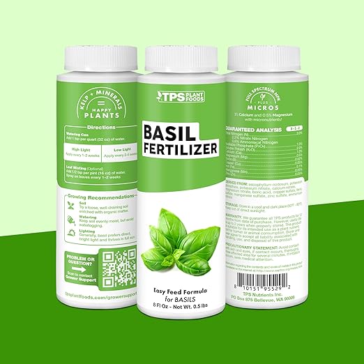 Basil Fertilizer – Liquid Plant Food for More Leaves, Fuller Plants & Fast Regrowth, 8 oz