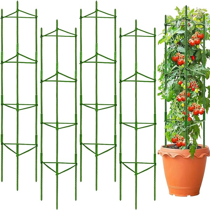 63Inch Tomato Cage for Garden Plant Support, 4Pack Adjustable Tall Tomato Cages Garden Stakes, Tomato Trellis for Pots, Tomato Cage Plant Trellis for Raised Garden Bed Climbing Plants Flowers