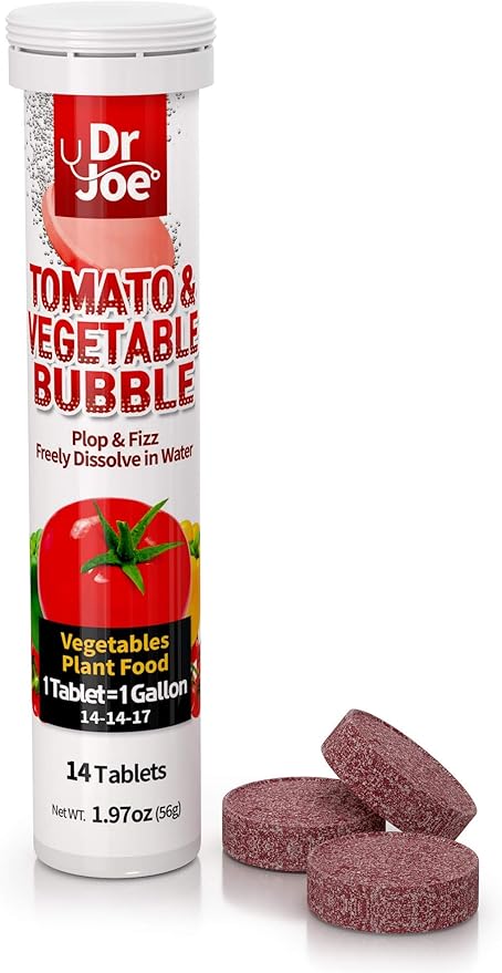 Dr. Joe Tomato & Vegetable Bubble Plant Food - Water Soluble Fertilizer (14 Fizzing Tablets, Makes 14 Gallons, 14-14-17)