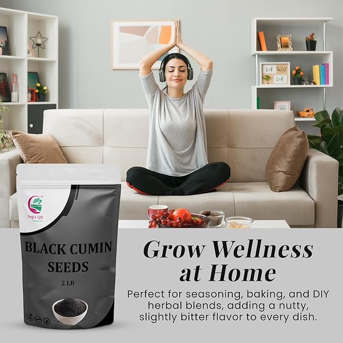Black Cumin Seeds 2 LB, Nigella Sativa, 100% Pure & Natural, Premium Quality Kalonji Seeds, Perfect for Seasoning, Cooking, Sprouting & Herbal Uses, 2LB Bulk Pack - By Yogi’s Gift®