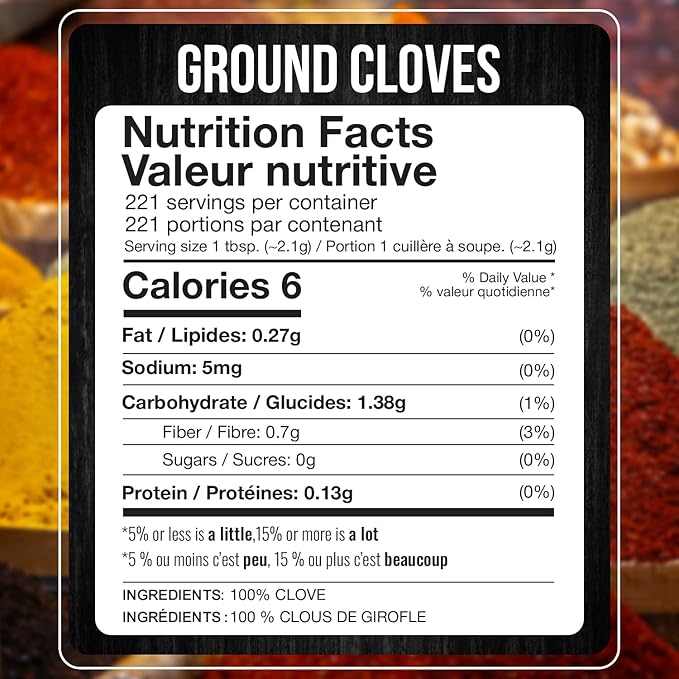 Fresh Finest Ground Clove 12.69oz - Premium Quality Ground Cloves - All-Natural, Non-GMO, Gluten-Free, Kosher - Perfect for Baking, Cooking, and Beverages