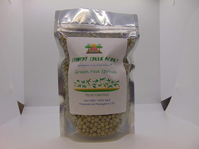 Green Pea Sprouting Seed, Non GMO - 8 oz - Country Creek Brand - Green Peas for Sprouts, Garden Planting, Cooking, Soup, Emergency Food Storage, Vegetable Gardening, Juicing, Cover Crop