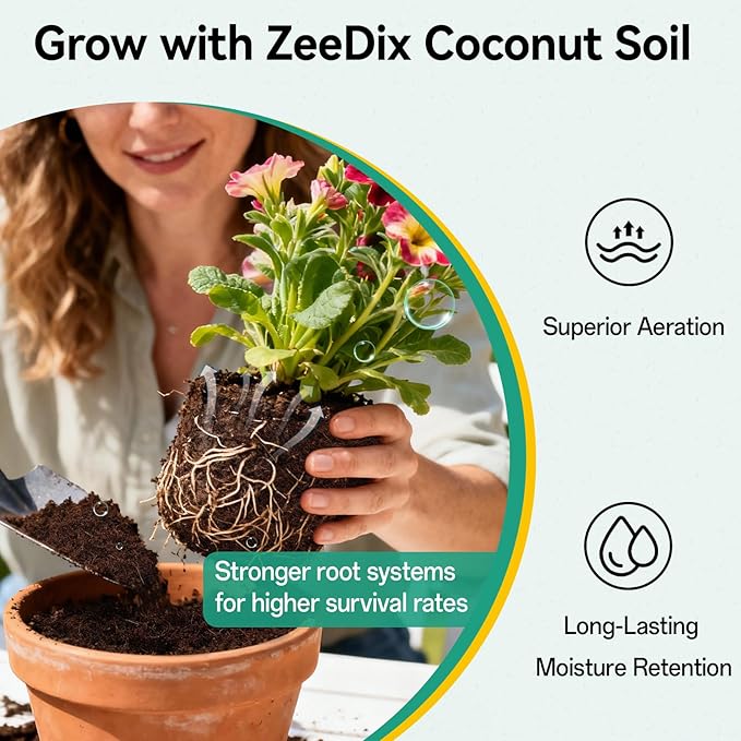 ZeeDix 100pcs(50mm) Coco Coir Pellets Potting Soil Indoor Plants, Compressed Coconut Coir Seed Starting Pellets Soil Discs for Planting Flowers Bonsai Herbs and Vegetables