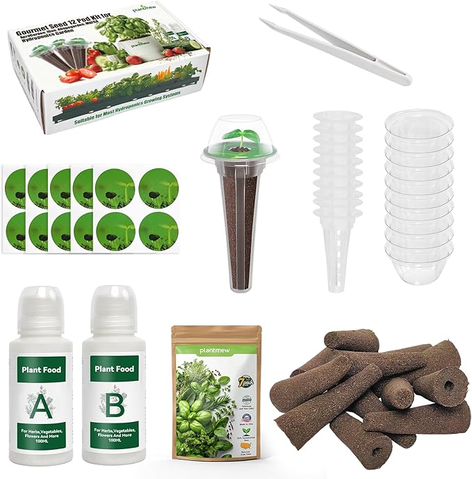 Hydroponic Seed Pod Kit – 12 Pods Seed Starter Kit for Indoor Garden, Compatible with Most Hydroponic Systems, Easy to Grow, High Germination