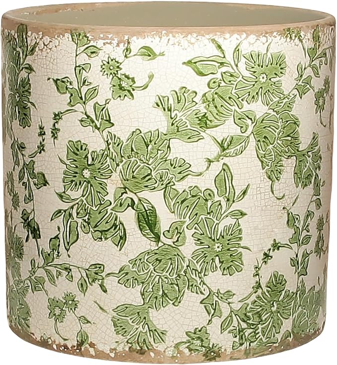 7.7" Large Green Plant Pots, Flower Pots Without Drainage, French Country Farmhouse Pots for Plants, Tree Pot for Olive & Money Tree, Garden & Home Decor, Gifts for Women, Indoor/Outdoor Planters