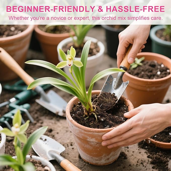 Organic Orchid Potting Mix & Bark Blend 4qt - All Natural, Fast Draining Soil for Phalaenopsis, Dendrobium, Oncidium Plants