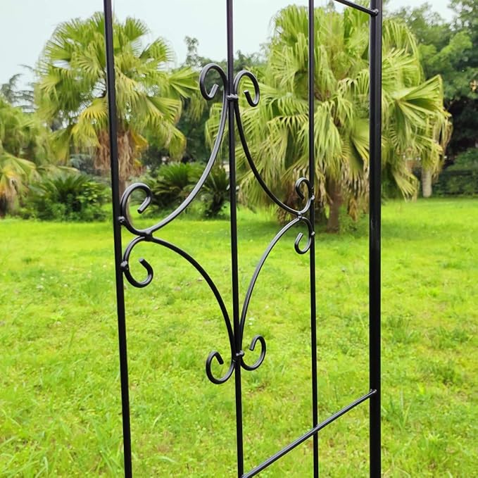 OUTOUR Larger Garden Trellis Plant Support Wire Lattice Grid Panel Stake Fence, 70"x20", for Climbing Plants, Potted Vines Vegetables Vining Flowers Ivy Roses Clematis, Lawn Backyard Patio, Black