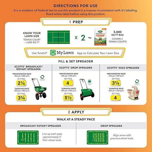 Scotts DiseaseEx Lawn Fungicide, Controls and Prevents Disease Up to 4 Weeks, Treats Up to 5,000 sq. ft., 10 lbs. (2-Pack)