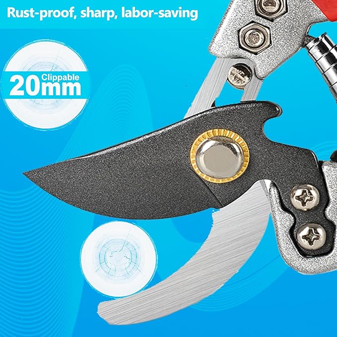 MEPEREZ Ultra Sharp Germany Titanium Steel Pruning Shears - Cuts 3X Easier, Weak Hand Arthritis Snips, Rust-Resistant, Effortlessly 1-Inch Cut Capacity Garden Scissors, Ergonomic Handle (gt-06, 1)