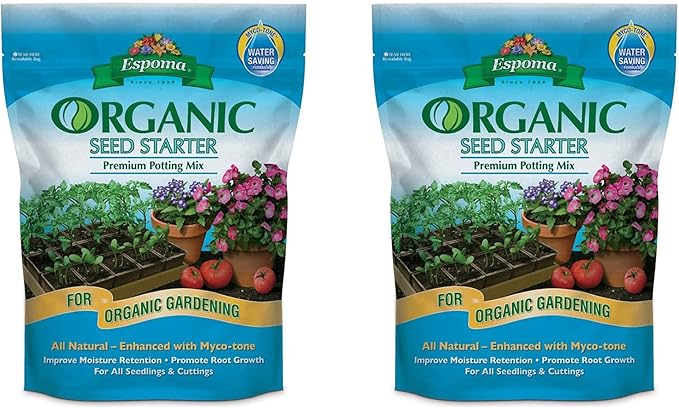 Espoma ESPSS16 Improved Moisture Retention Organic Seed Starter & Root Growth Premium Potting Mix for Indoor Seed Starting, 16 Quarts (2 Pack)