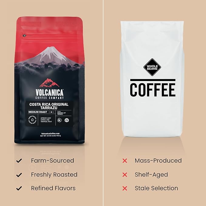 Costa Rica Peaberry Coffee, Ground, Medium Roast, Fresh Roasted, 16-ounce